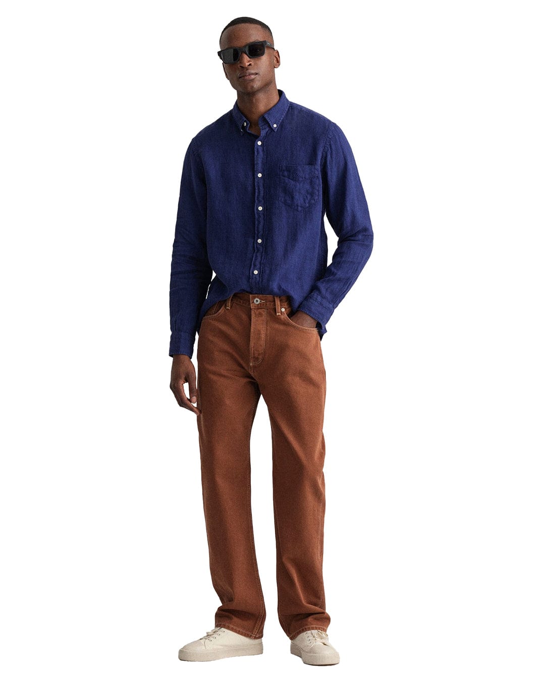 Gant Shirts Gant Regular Fit Dark Blue Garment Dyed Linen Shirt