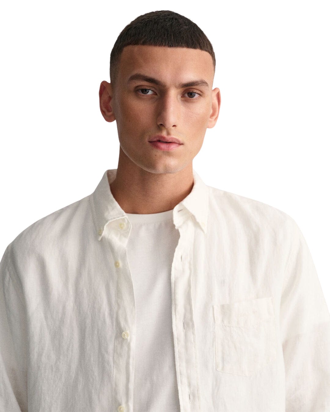 Gant Shirts Gant White Regular Fit Linen Shirt