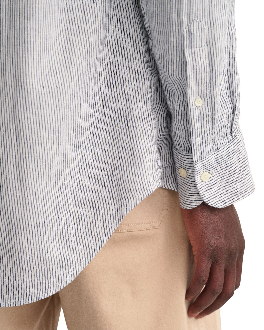 Gant Shirts Gant White Regular Fit Striped Linen Shirt