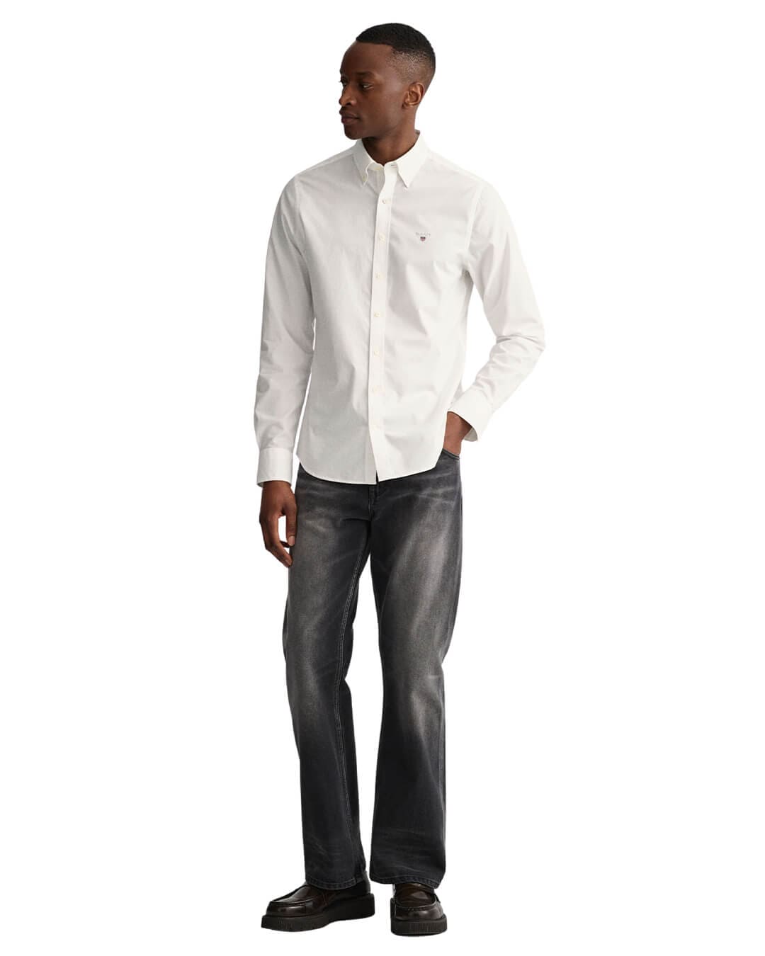Gant Shirts Gant White Slim Fit Broadcloth Shirt
