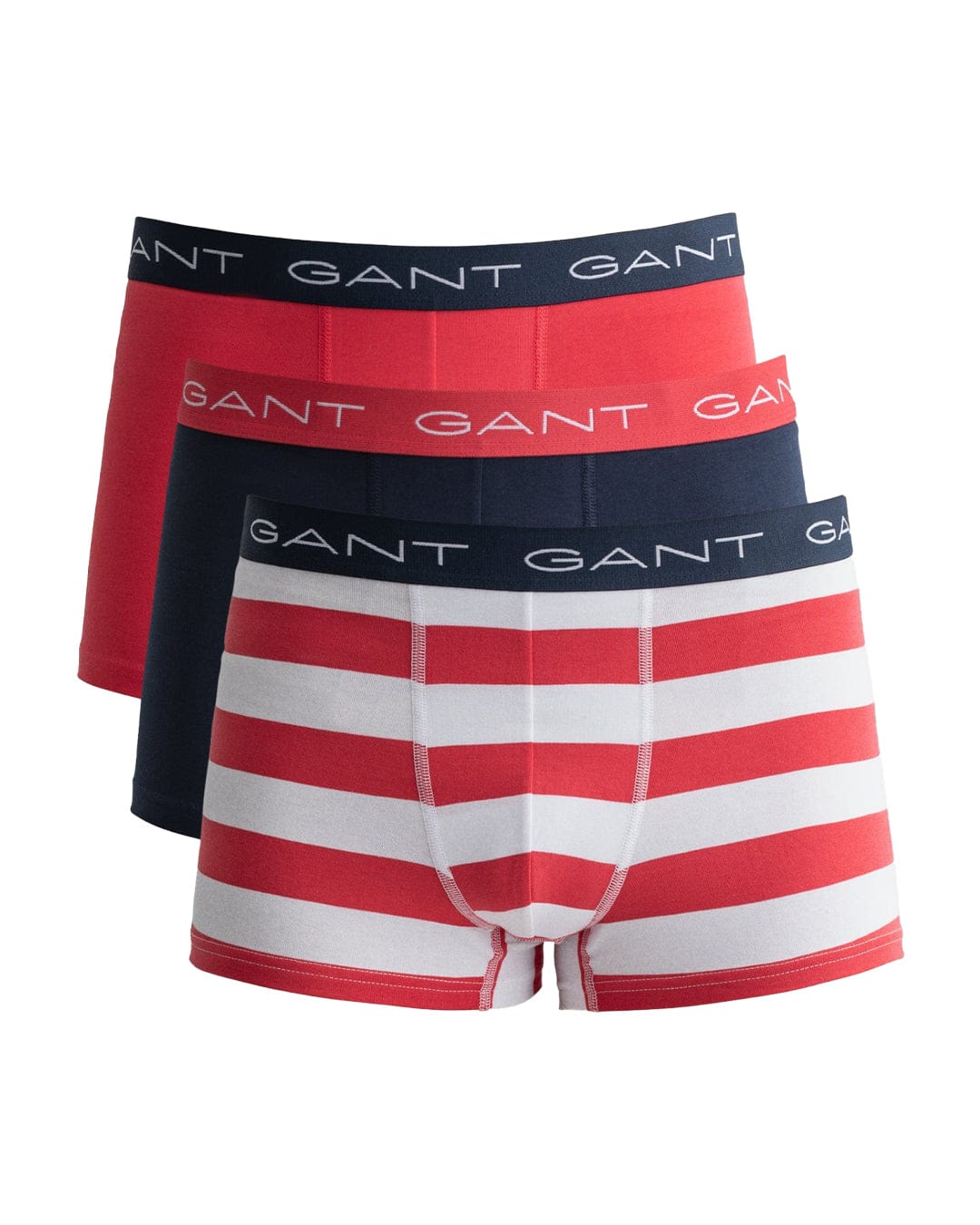Gant Underwear Gant Red And Navy Rugby Striped Three-Pack Trunks