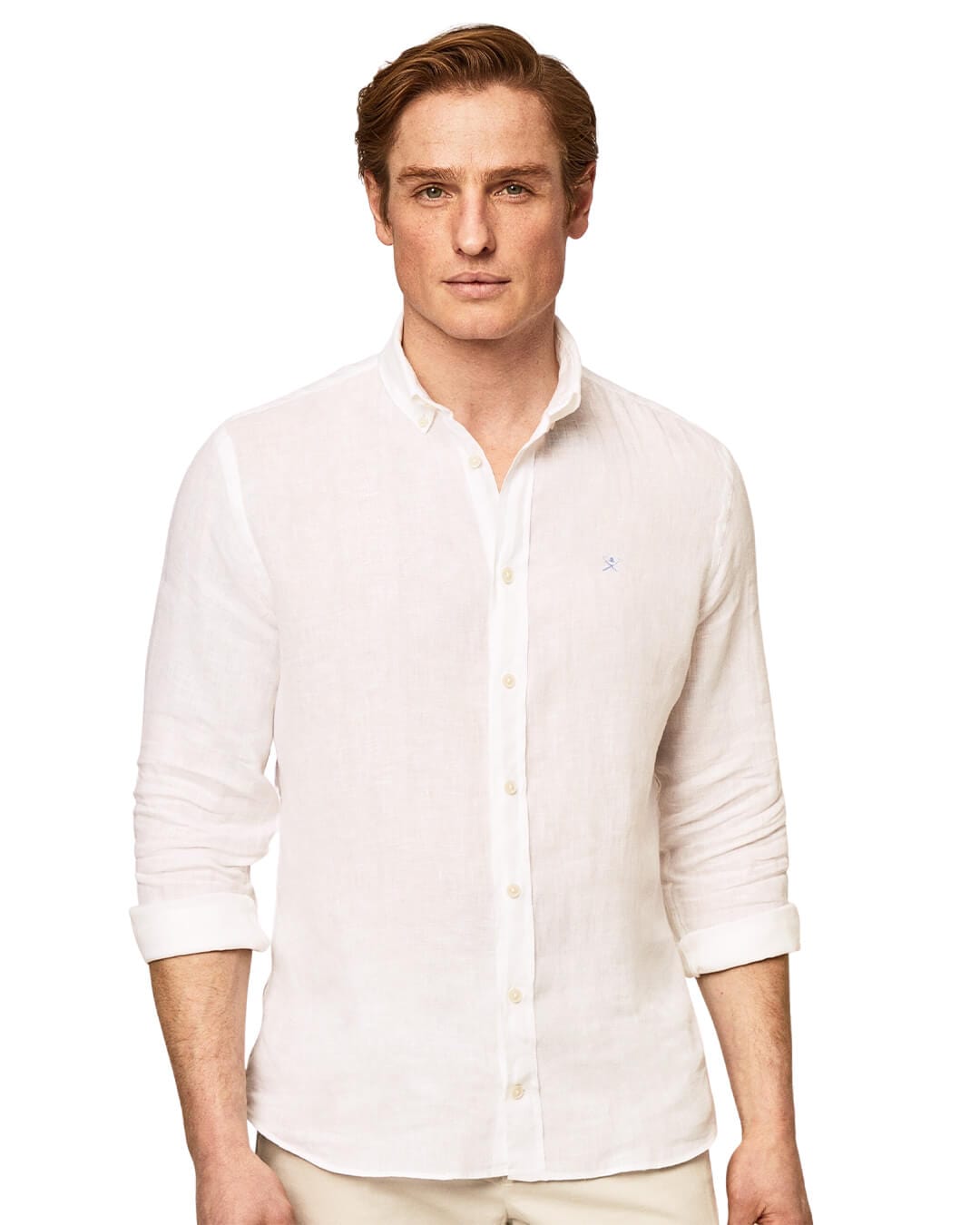 Hackett Shirts Hackett White Garment Dyed Linen Shirt