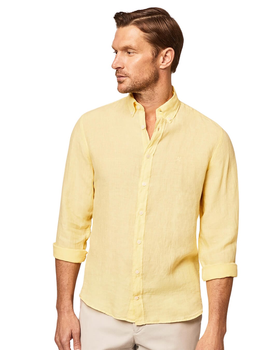 Hackett Shirts Hackett Yellow Garment Dyed Linen Shirt