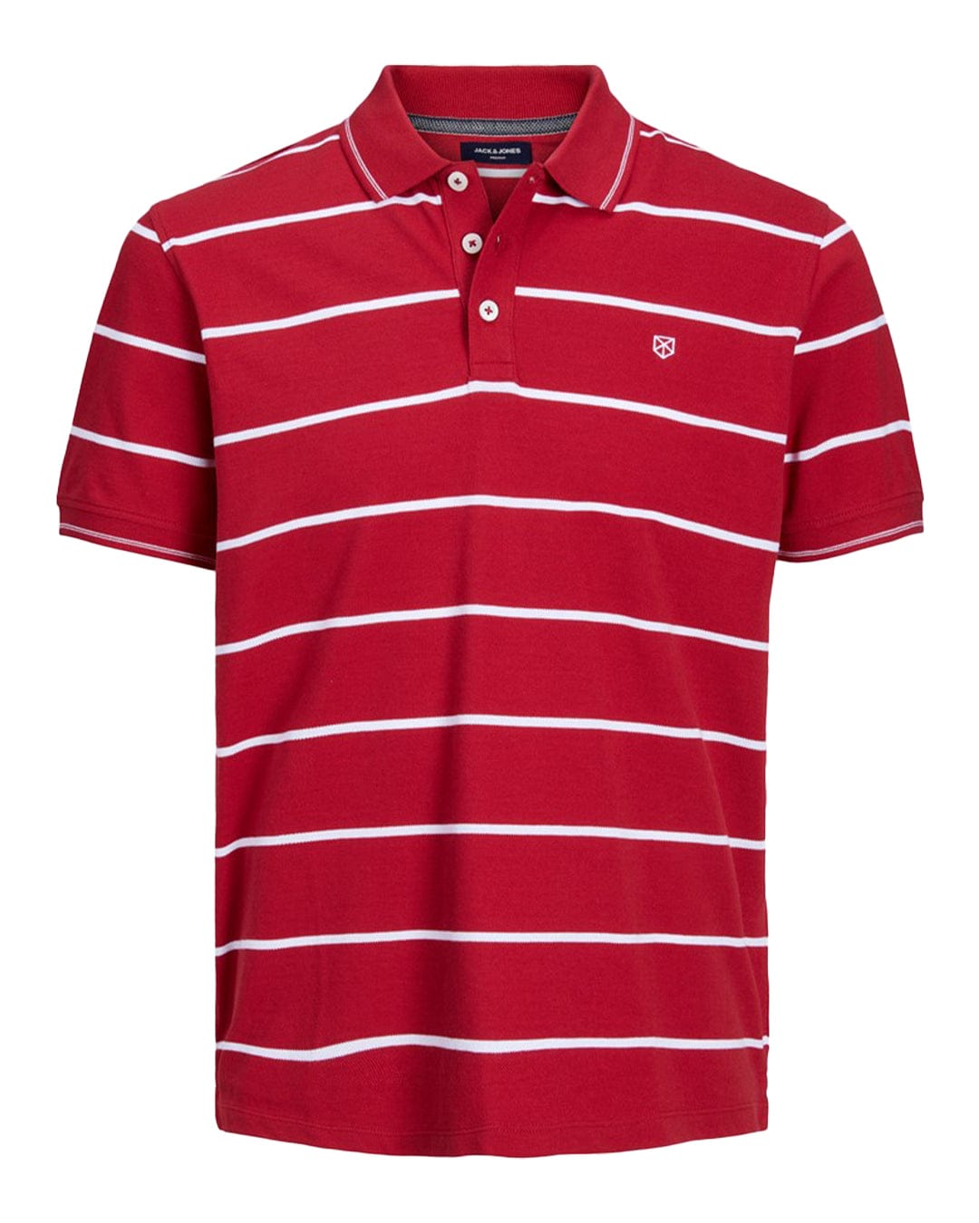 Jack &amp; Jones Polo Shirts Jack &amp; Jones Luwin Light Striped Red Polo Shirt