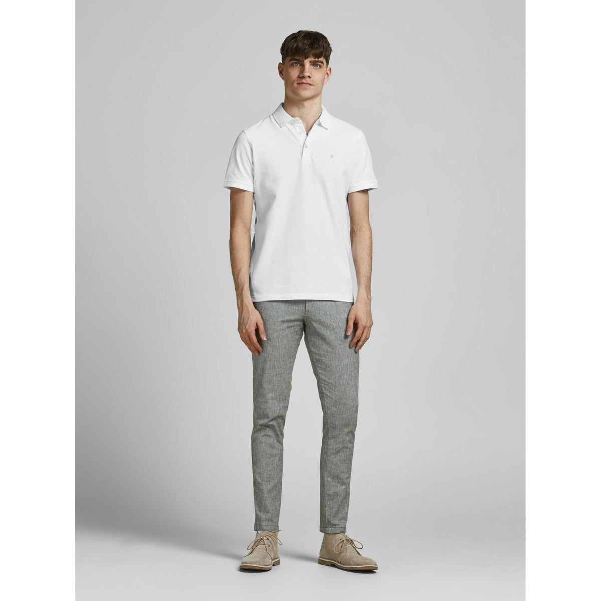 Jack &amp; Jones Polo Shirts Jack &amp; Jones White Classic Plain Polo Shirt