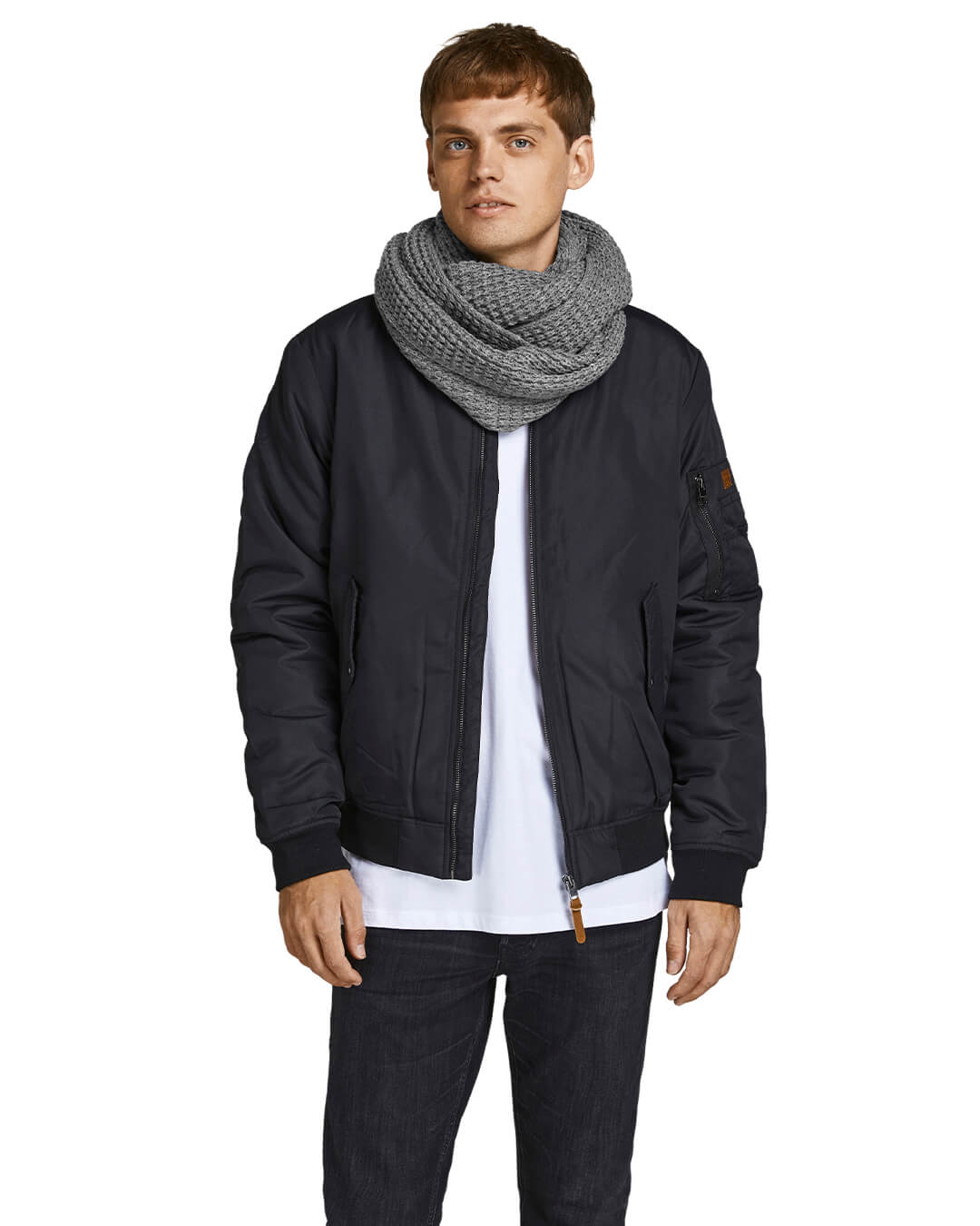 Jack & Jones Scarves ONE SIZE Jack & Jones Classic Grey Knitted Tube Scarf