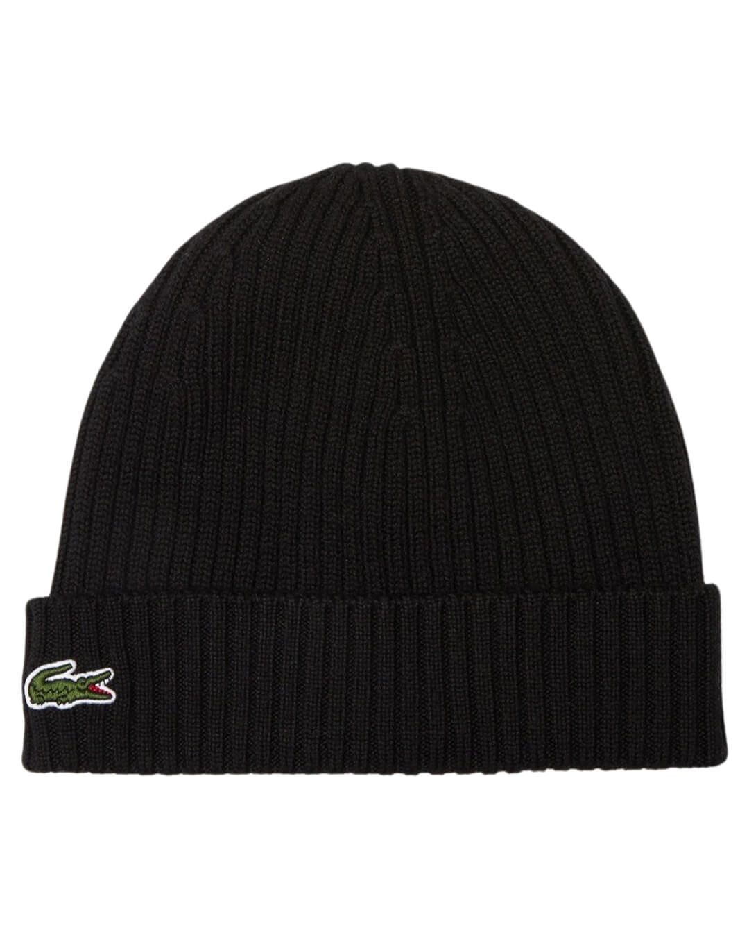 Lacoste Beanies ONE SIZE Lacoste Unisex Ribbed Wool Black Beanie
