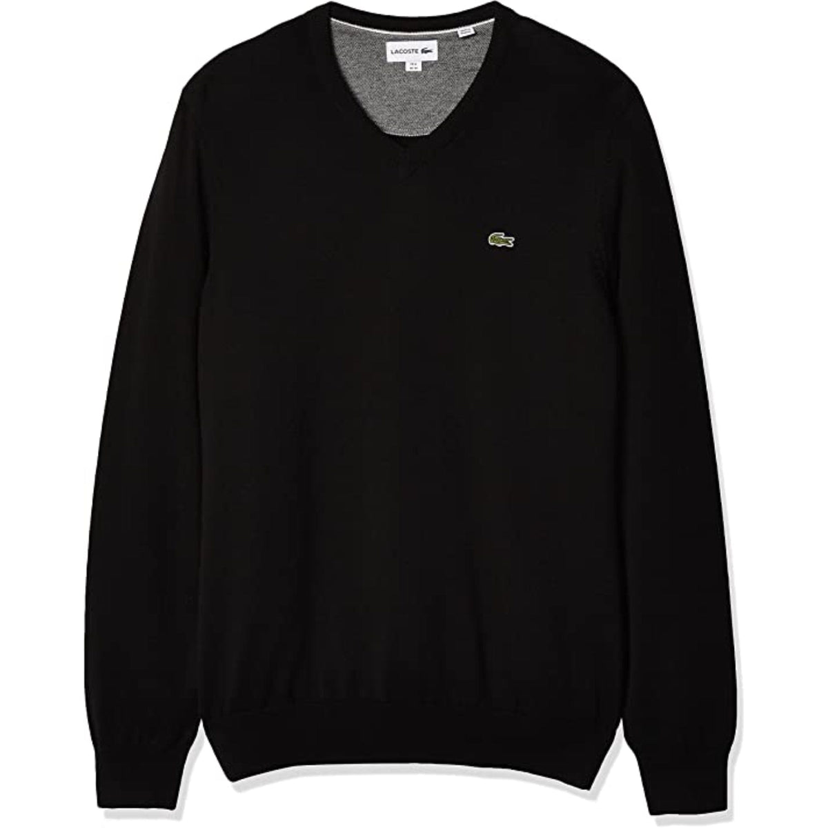 Lacoste Jumpers Lacoste Long Sleeved Grey V-Neck Black Sweater