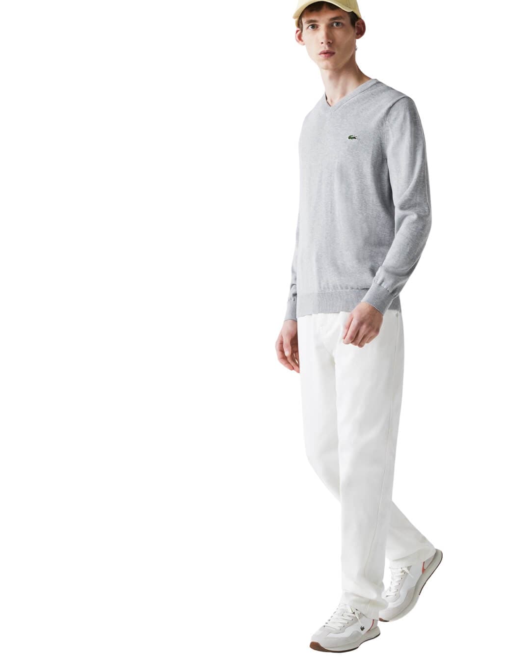 Lacoste Jumpers Lacoste V-neck Organic Cotton Grey Jumper