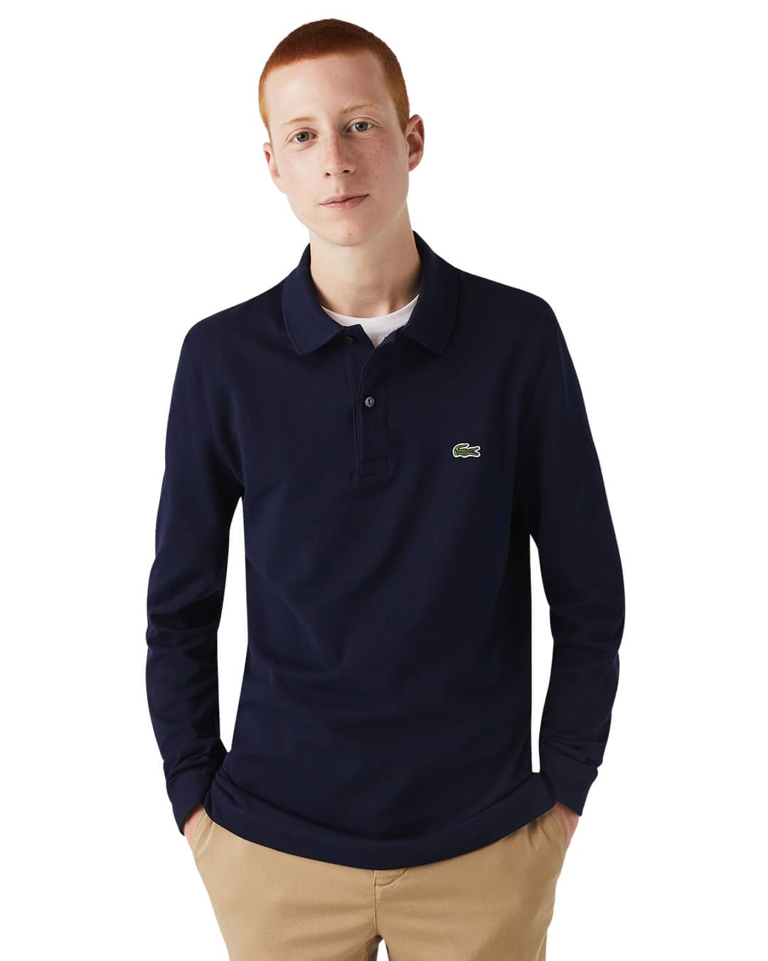 Lacoste Polo Shirts Lacoste Navy Petit Pique Long Sleeved Polo Shirt