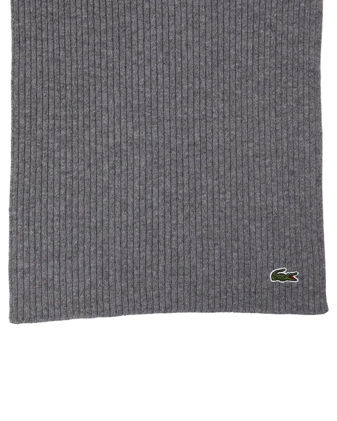 Lacoste Scarves ONE SIZE Lacoste Unisex Ribbed Wool Grey Scarf