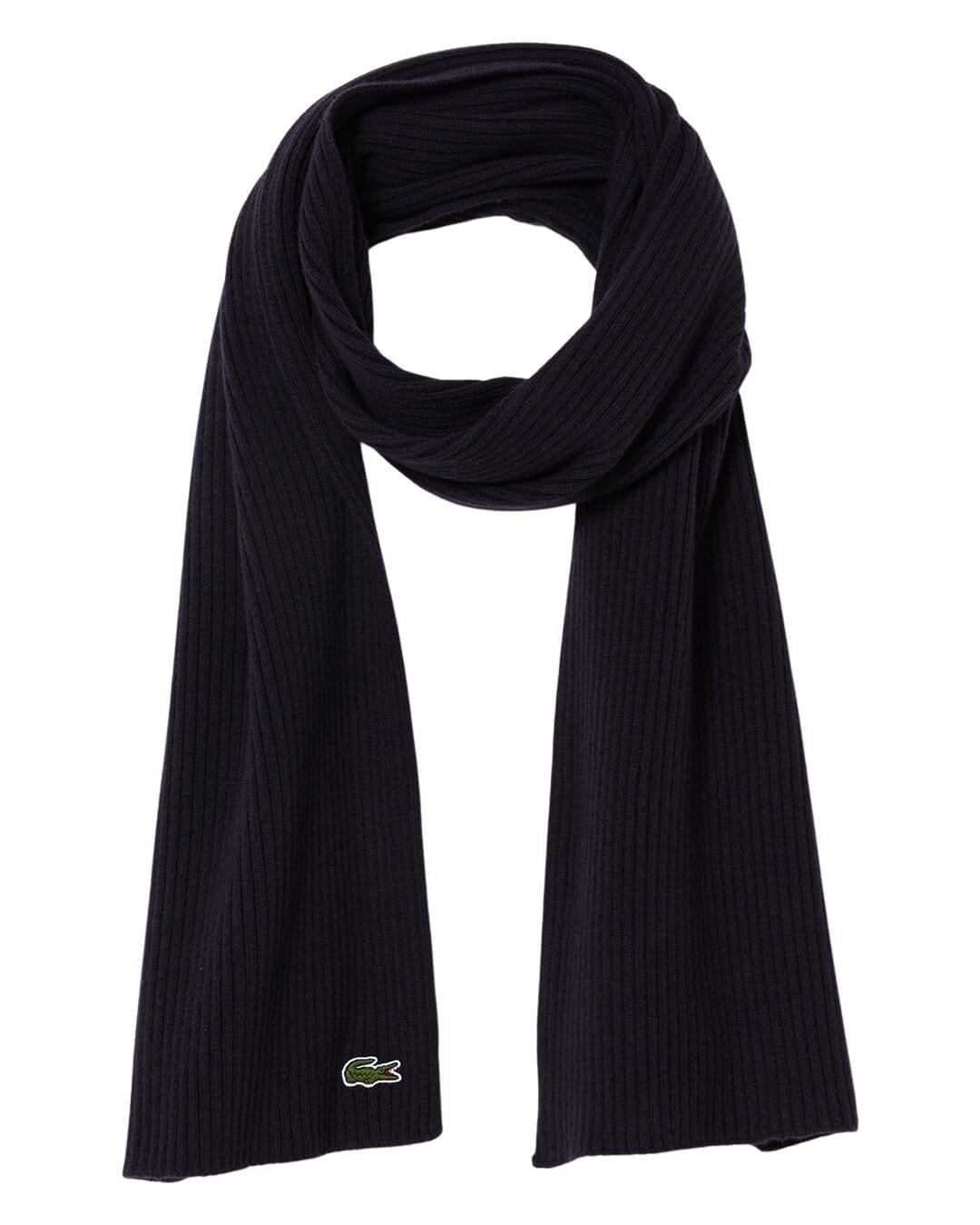 Lacoste Scarves ONE SIZE Lacoste Unisex Ribbed Wool Navy Scarf