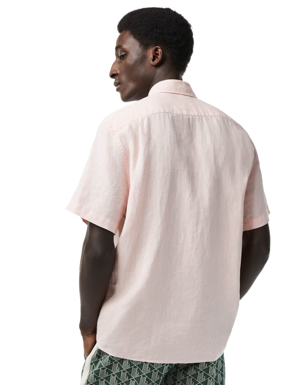 Lacoste Shirts Lacoste Short Sleeved Pink Linen Shirt