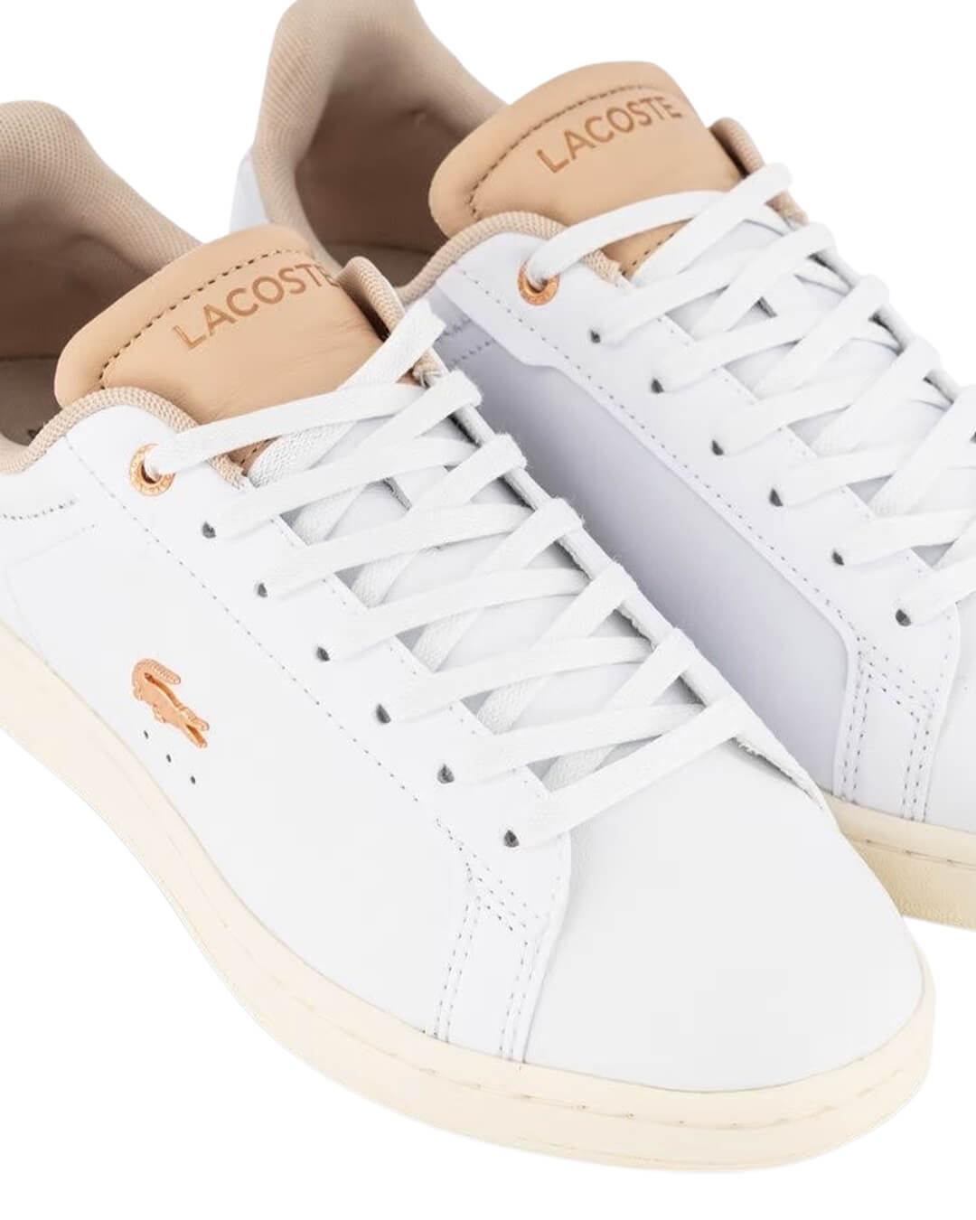 Lacoste Shoes Lacoste Carnaby Pro Leather White And Beige Sneakers