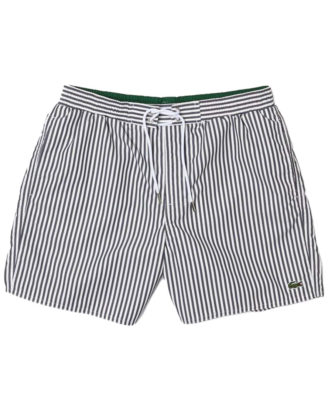 Lacoste Swimwear Lacoste Striped Navy Swim Shorts