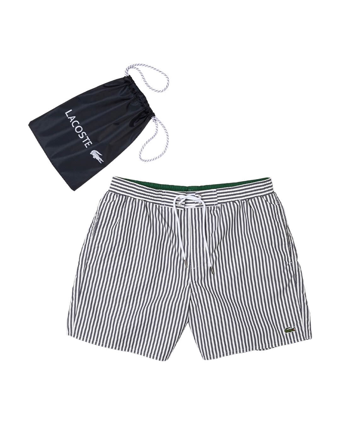 Lacoste Swimwear Lacoste Striped Navy Swim Shorts