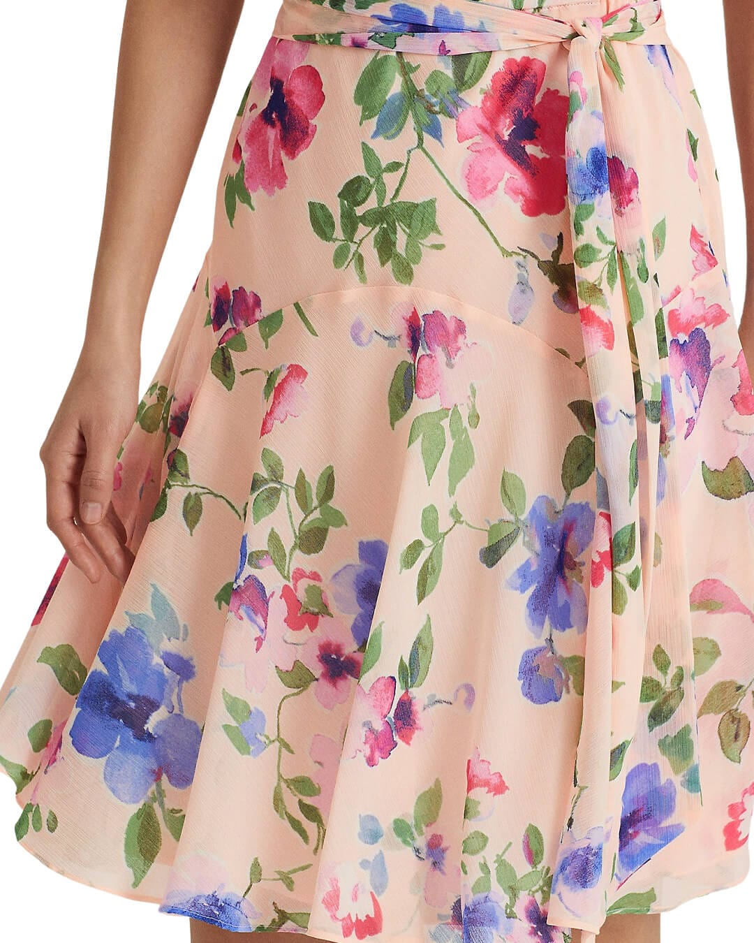 Lauren By Ralph Lauren Dresses Lauren By Ralph Lauren Pink Floral Belted Crinkle Georgette Dress