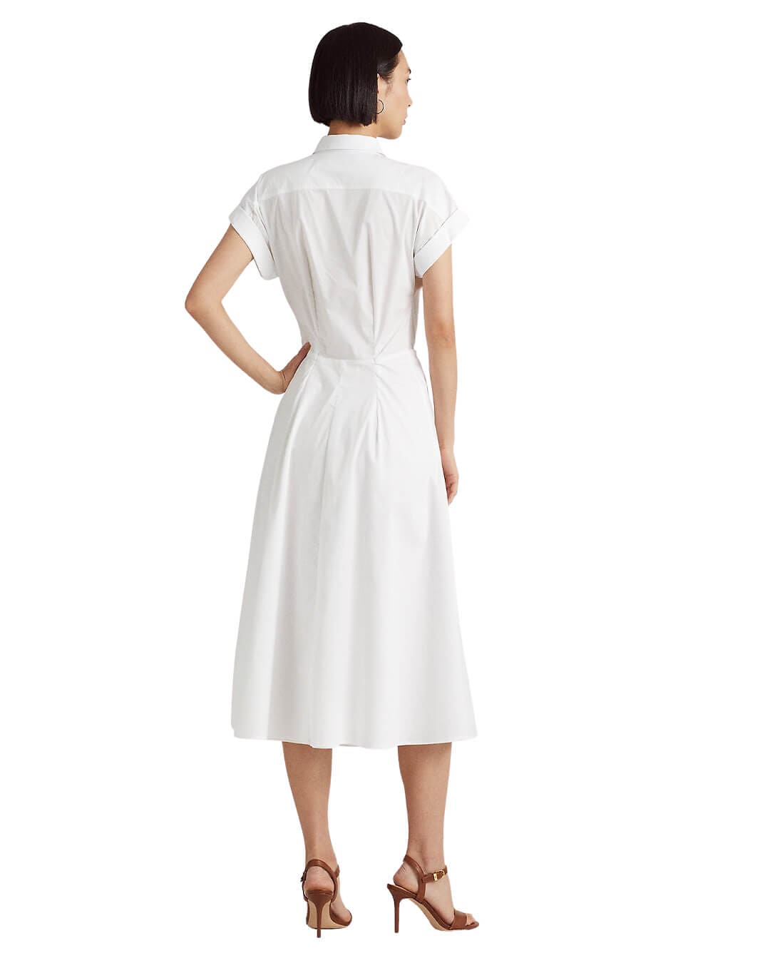 Lauren By Ralph Lauren Dresses Lauren By Ralph Lauren White Twist-Front Cotton-Blend Shirtdress