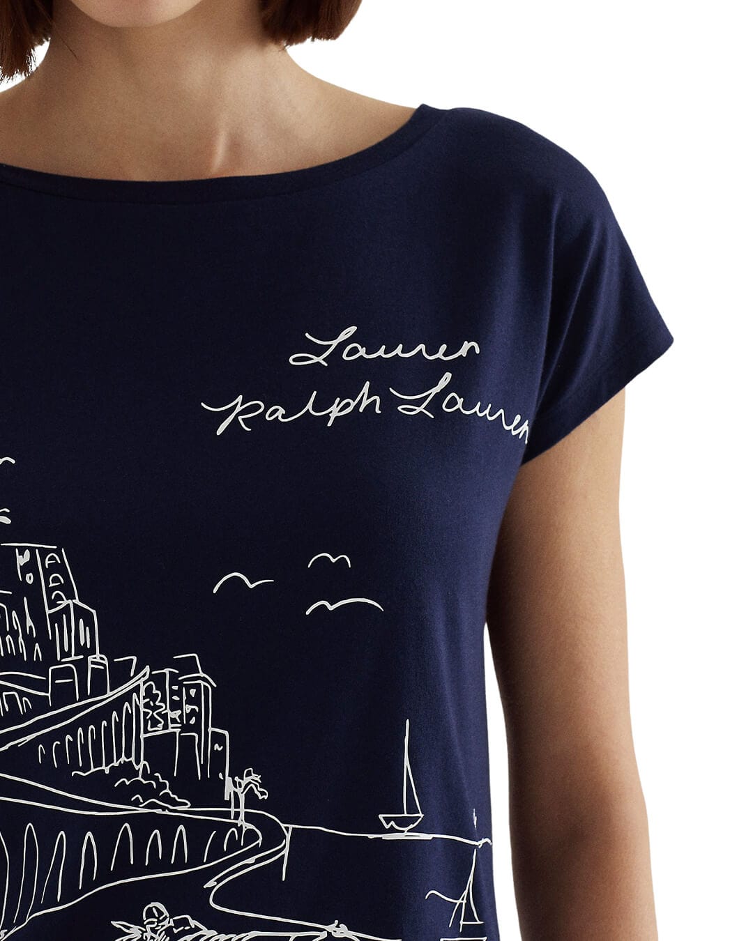 Lauren By Ralph Lauren T-Shirts Lauren By Ralph Lauren Navy Graphic Jersey Tee