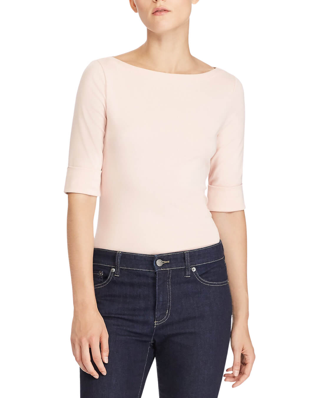 Lauren By Ralph Lauren T-Shirts Lauren By Ralph Lauren Pink Cotton Boatneck T-Shirt