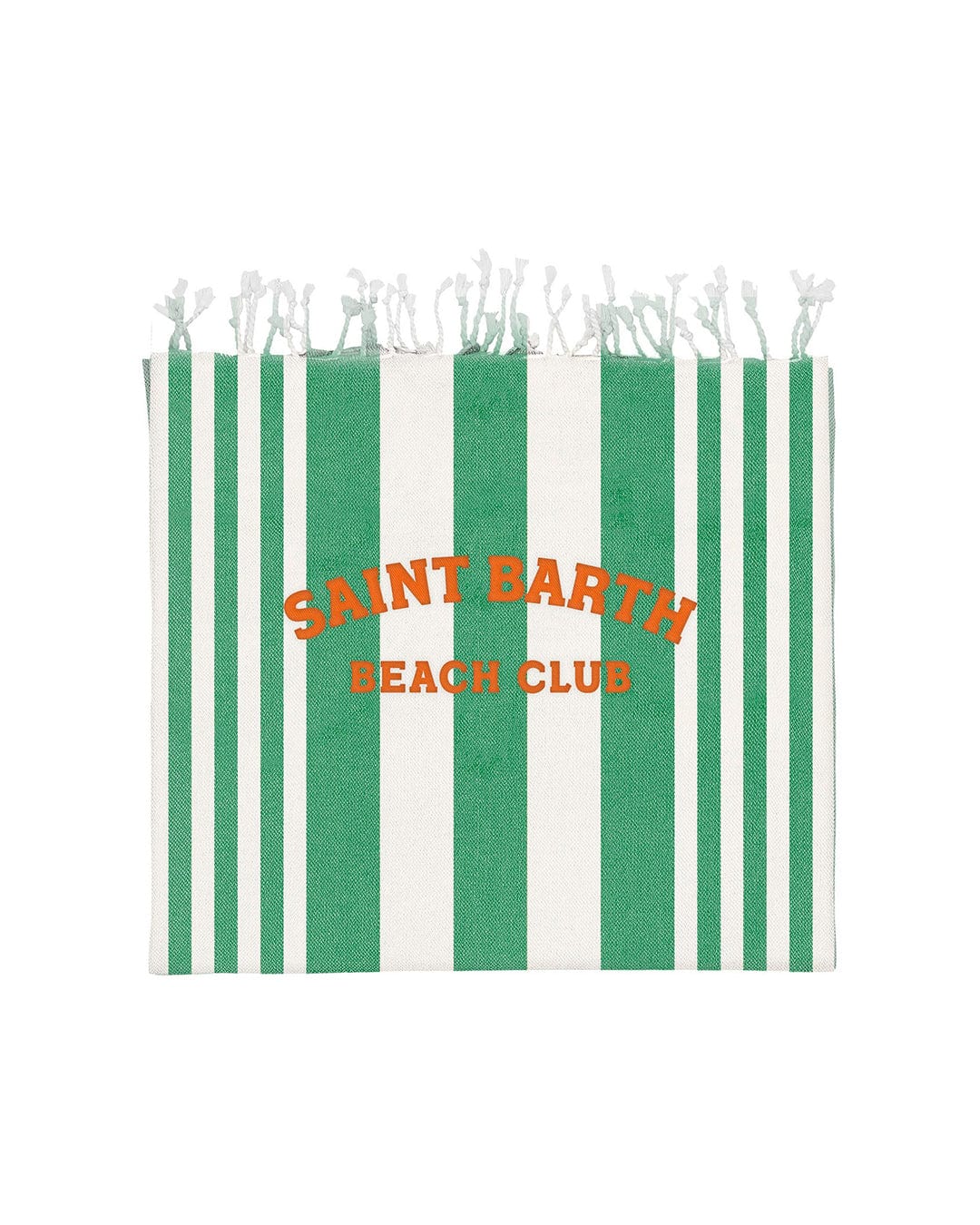 Mc2 Saint Barth Towel One Size MC2 Green Striped With Fringe Beach Club Towel