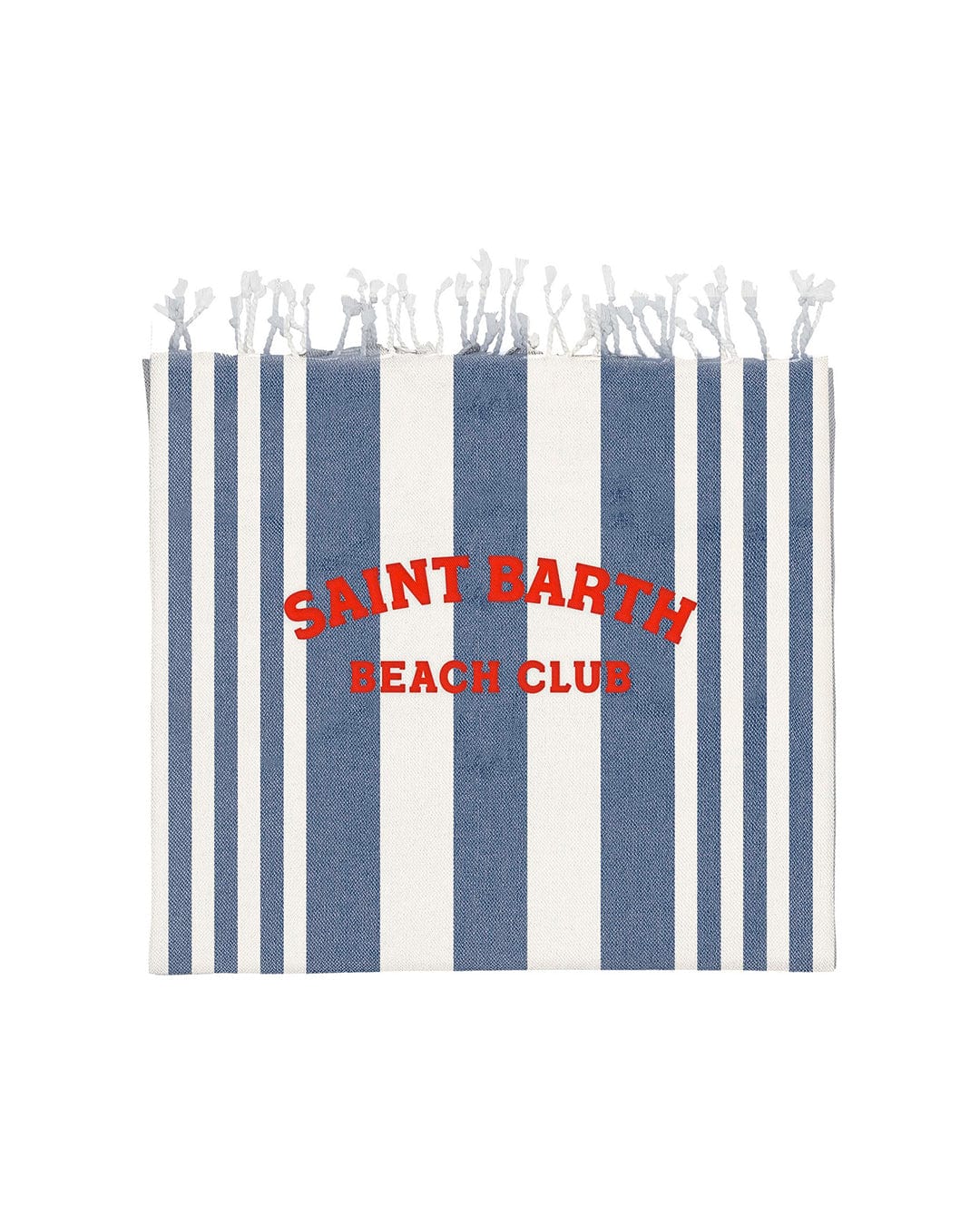 Mc2 Saint Barth Towel One Size MC2 Navy Striped With Fringe Beach Club Towel