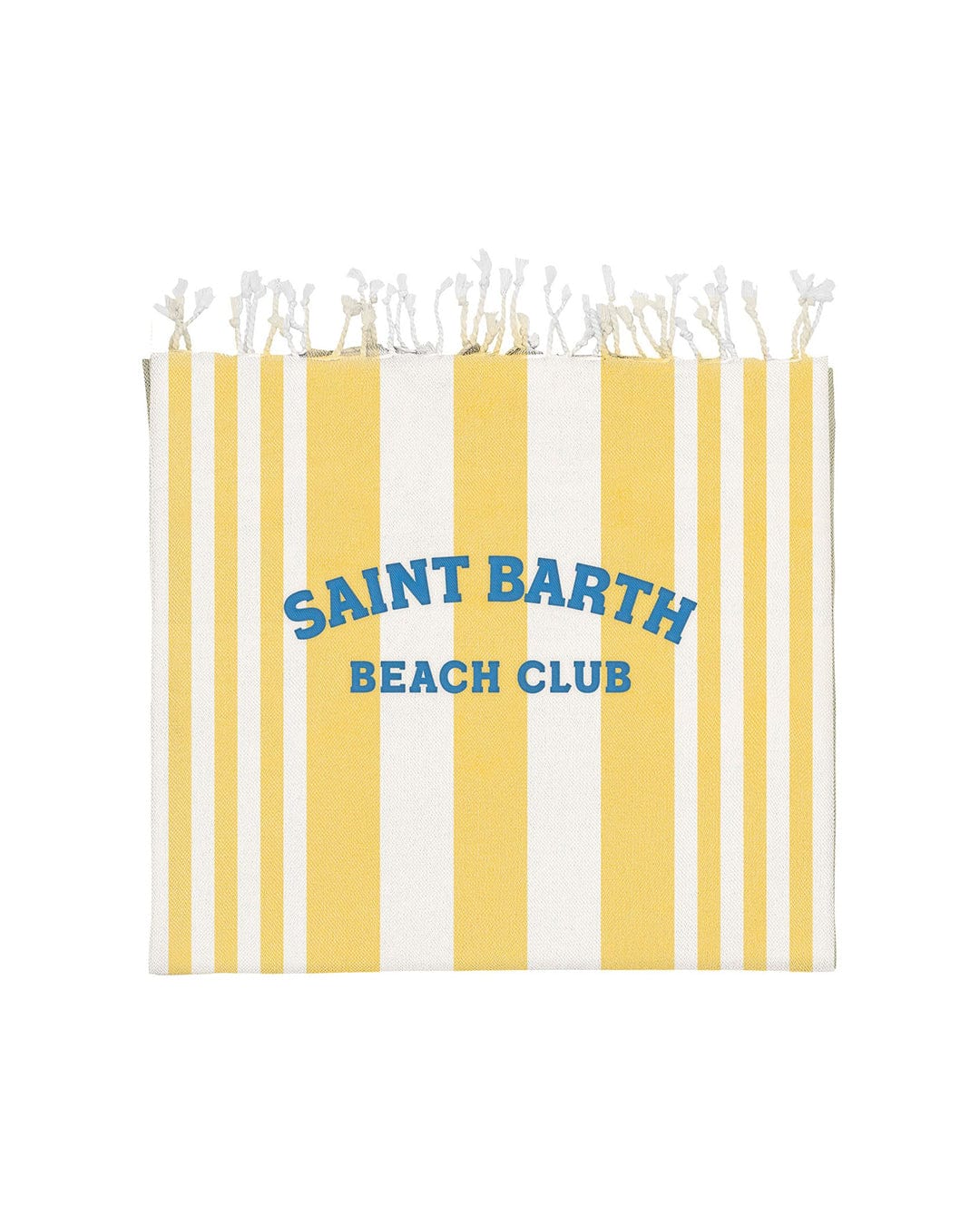 Mc2 Saint Barth Towel One Size MC2 Yellow Striped With Fringe Beach Club Towel