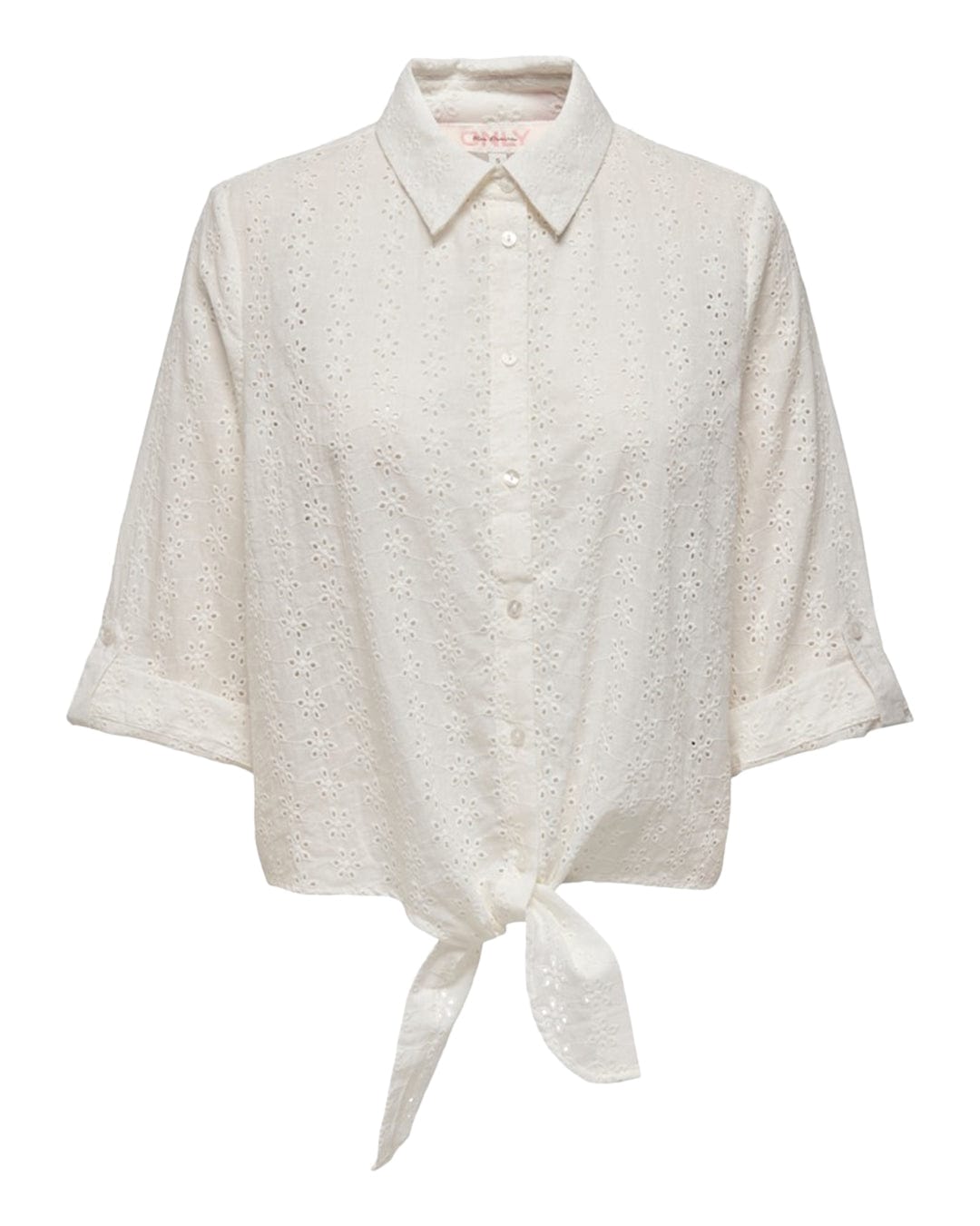 Only Shirts Only Lola Short Sleeved Beige Knot Shirt