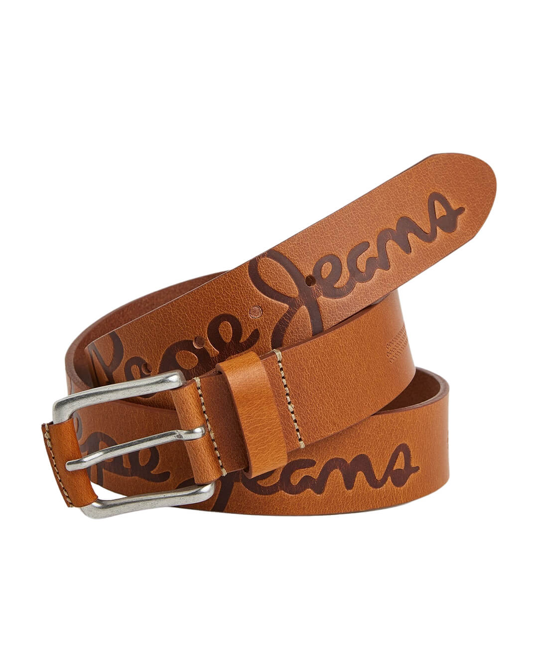 Pepe Jeans Belts Pepe Jeans Logo Lamar Brown Leather Belt