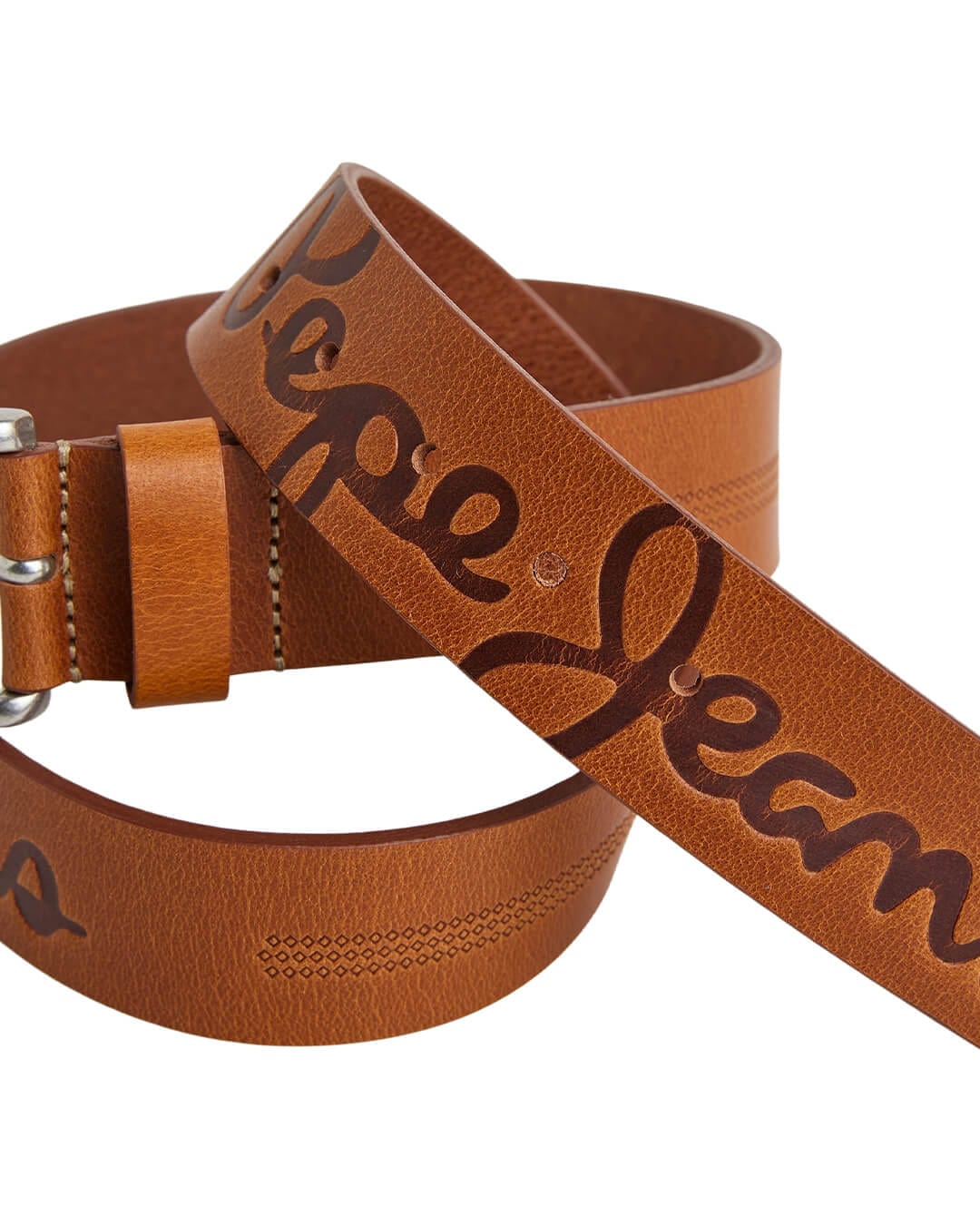 Pepe Jeans Belts Pepe Jeans Logo Lamar Brown Leather Belt