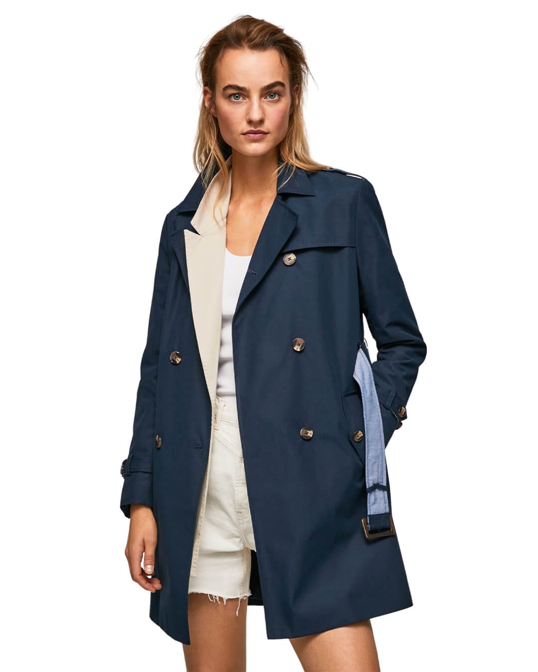 Pepe Jeans Outerwear Pepe Jeans Classic Twill Navy Trench Coat