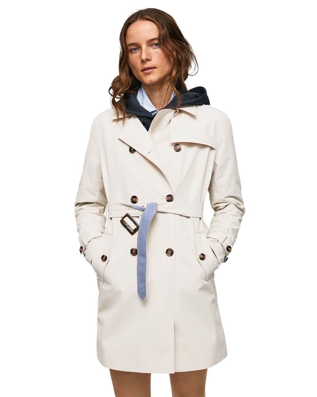 Pepe Jeans Outerwear Pepe Jeans Classic Twill White Trench Coat