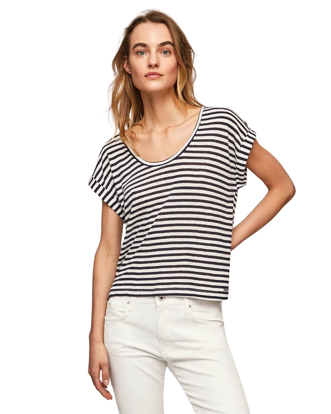 Pepe Jeans T-Shirts Pepe Jeans Navy Striped Print T-Shirt