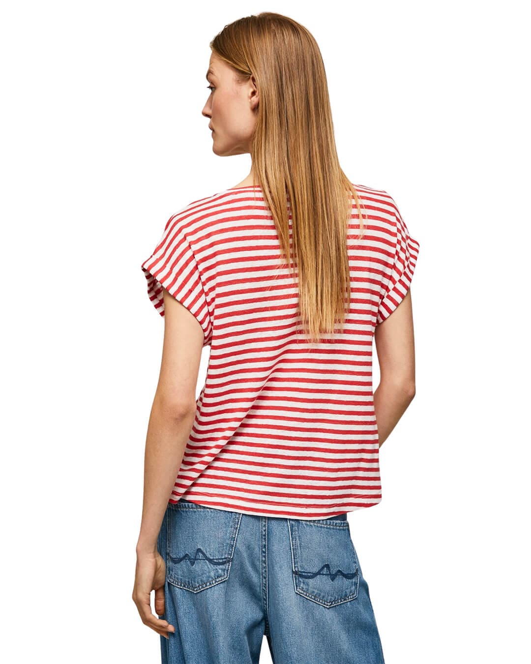 Pepe Jeans T-Shirts Pepe Jeans Red Striped Print T-Shirt
