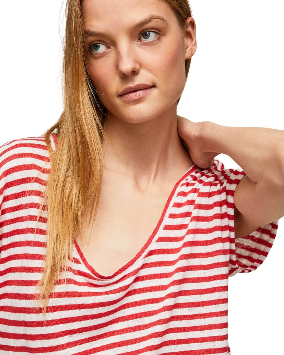 Pepe Jeans T-Shirts Pepe Jeans Red Striped Print T-Shirt
