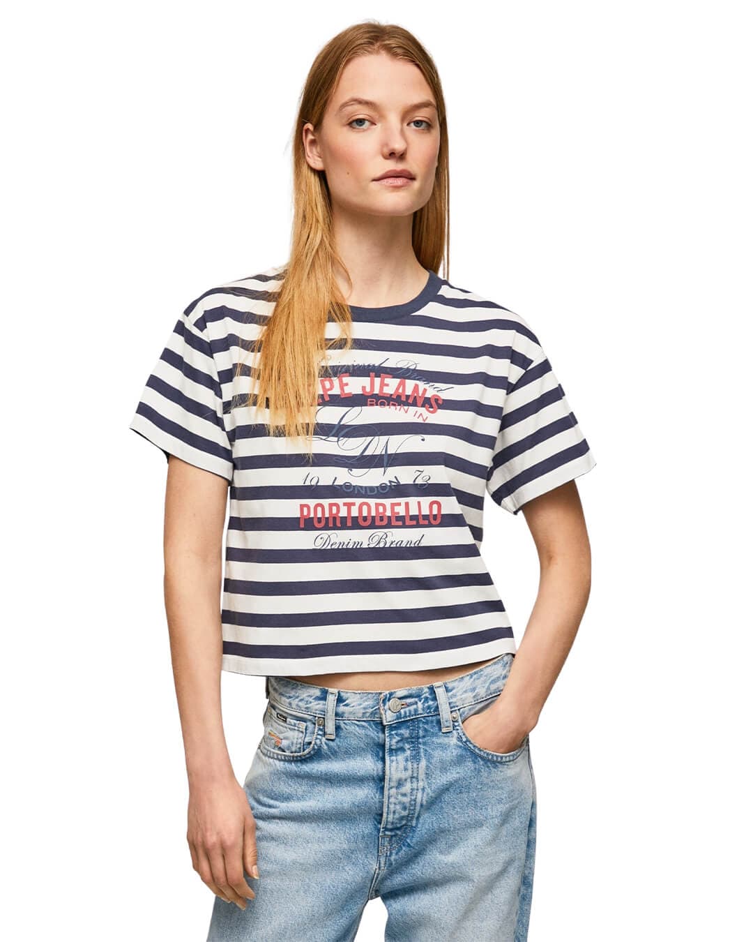 Pepe Jeans T-Shirts Pepe Jeans Royal Blue Striped Print T-Shirt