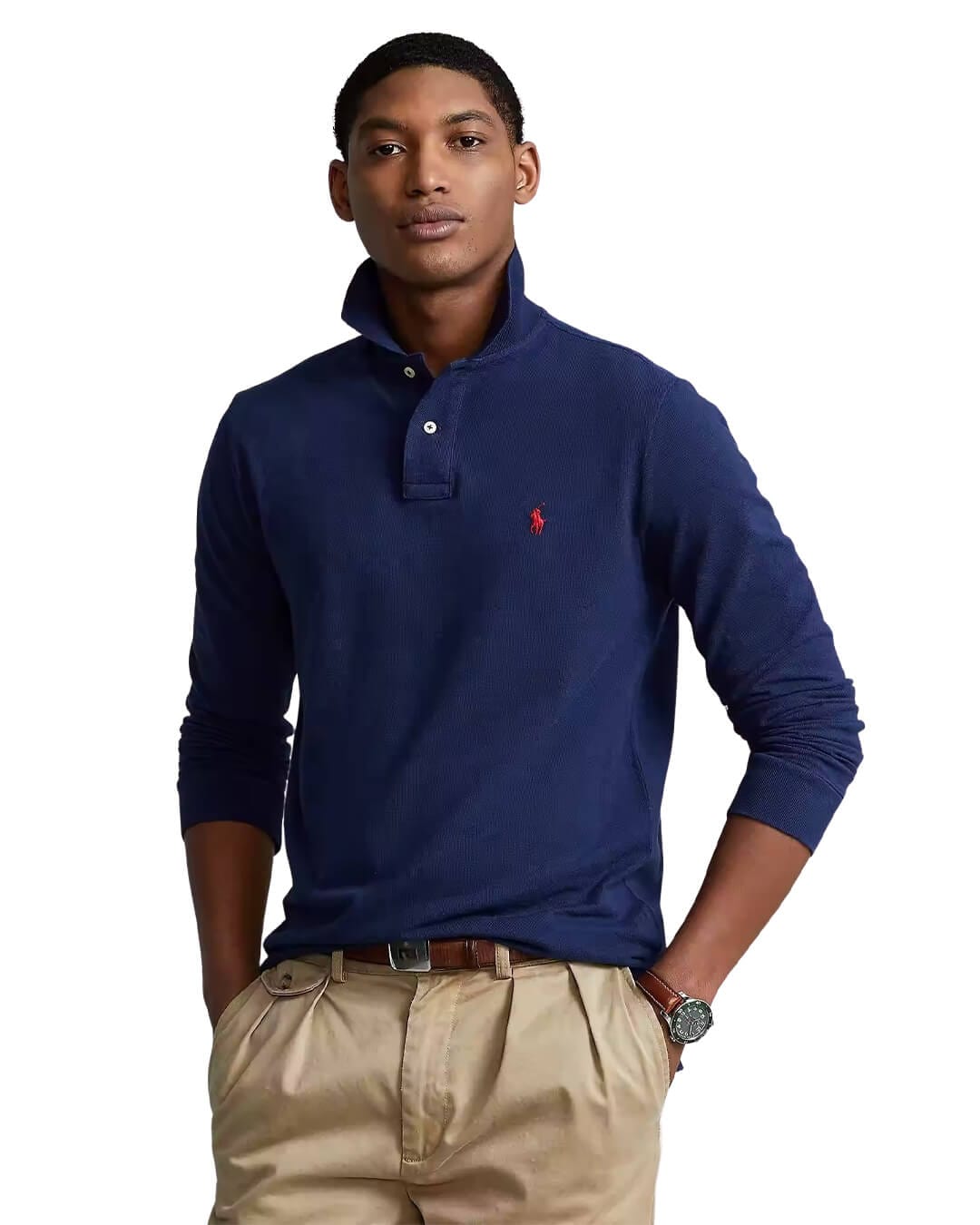 Polo Ralph Lauren Custom Slim Fit Navy Mesh Polo Shirt | Bortex ...