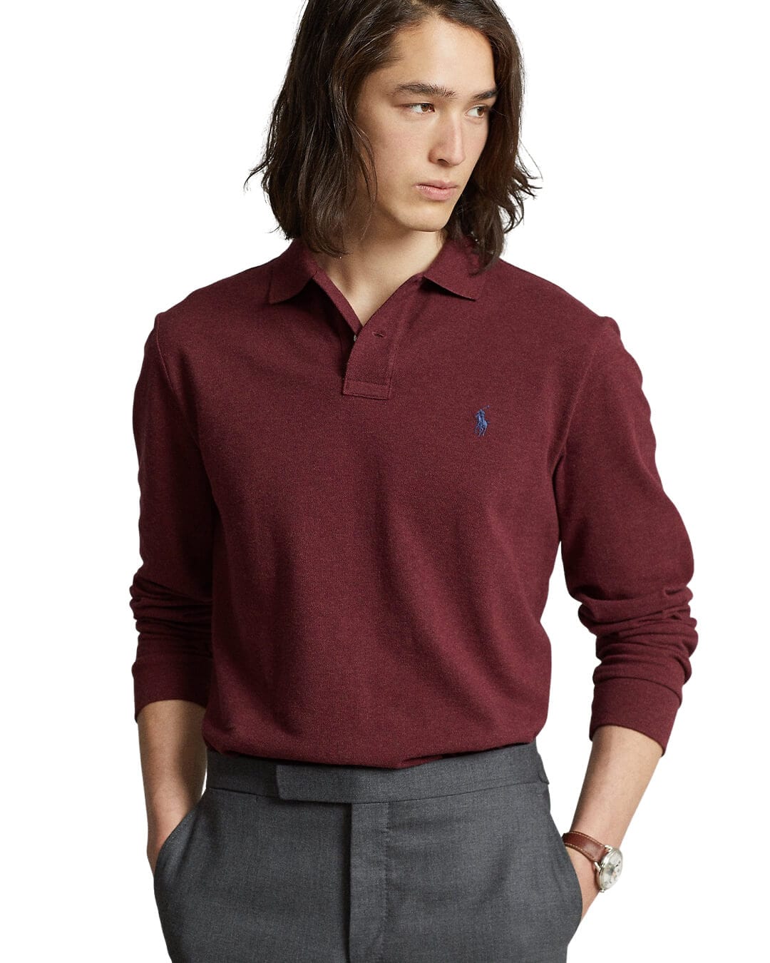 Polo Ralph Lauren Polo Shirts Polo Ralph Lauren Red Custom Slim Fit Mesh Polo Shirt