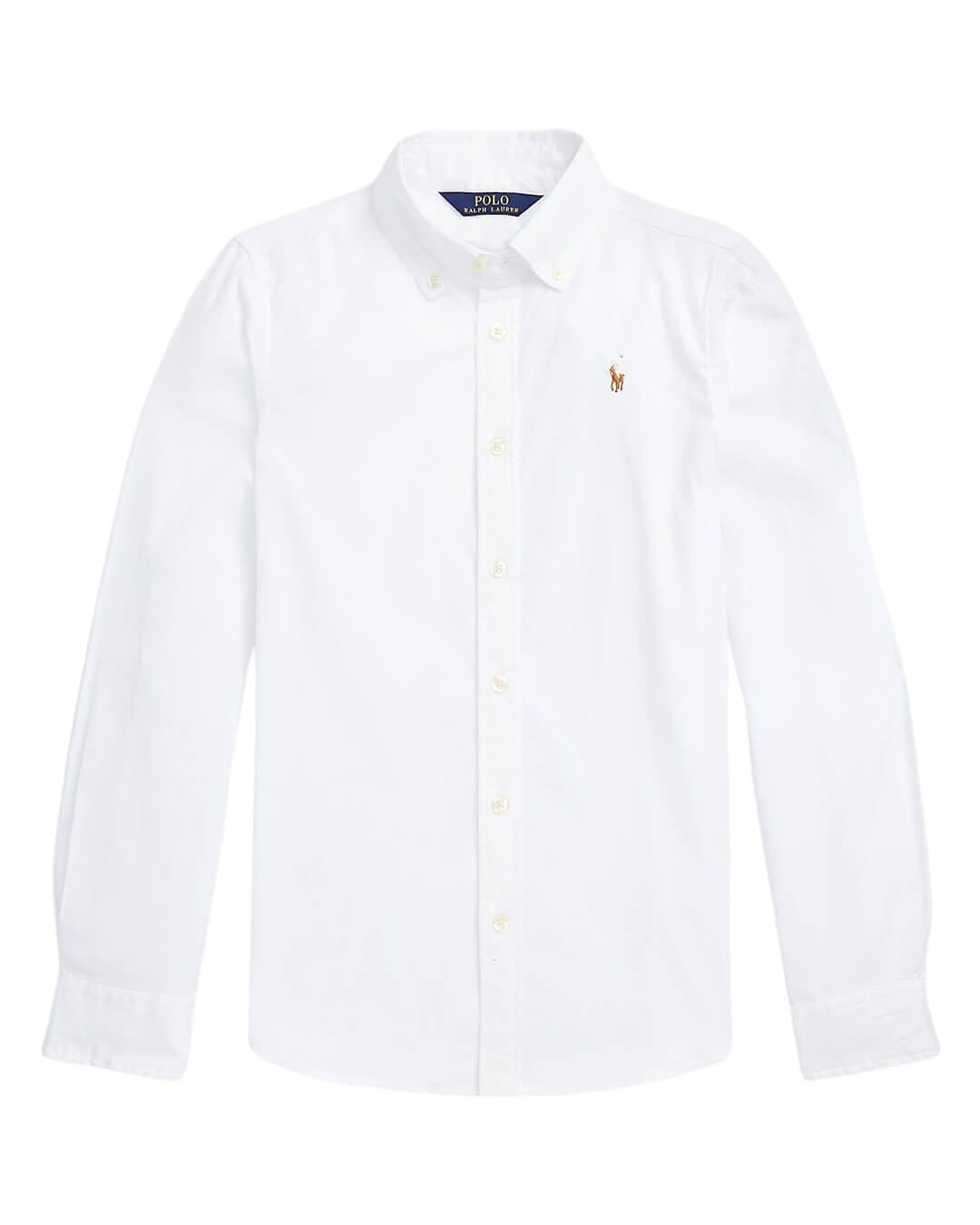 Polo Ralph Lauren Shirts Girls Polo Ralph Lauren White Ruffled Cotton Oxford Shirt