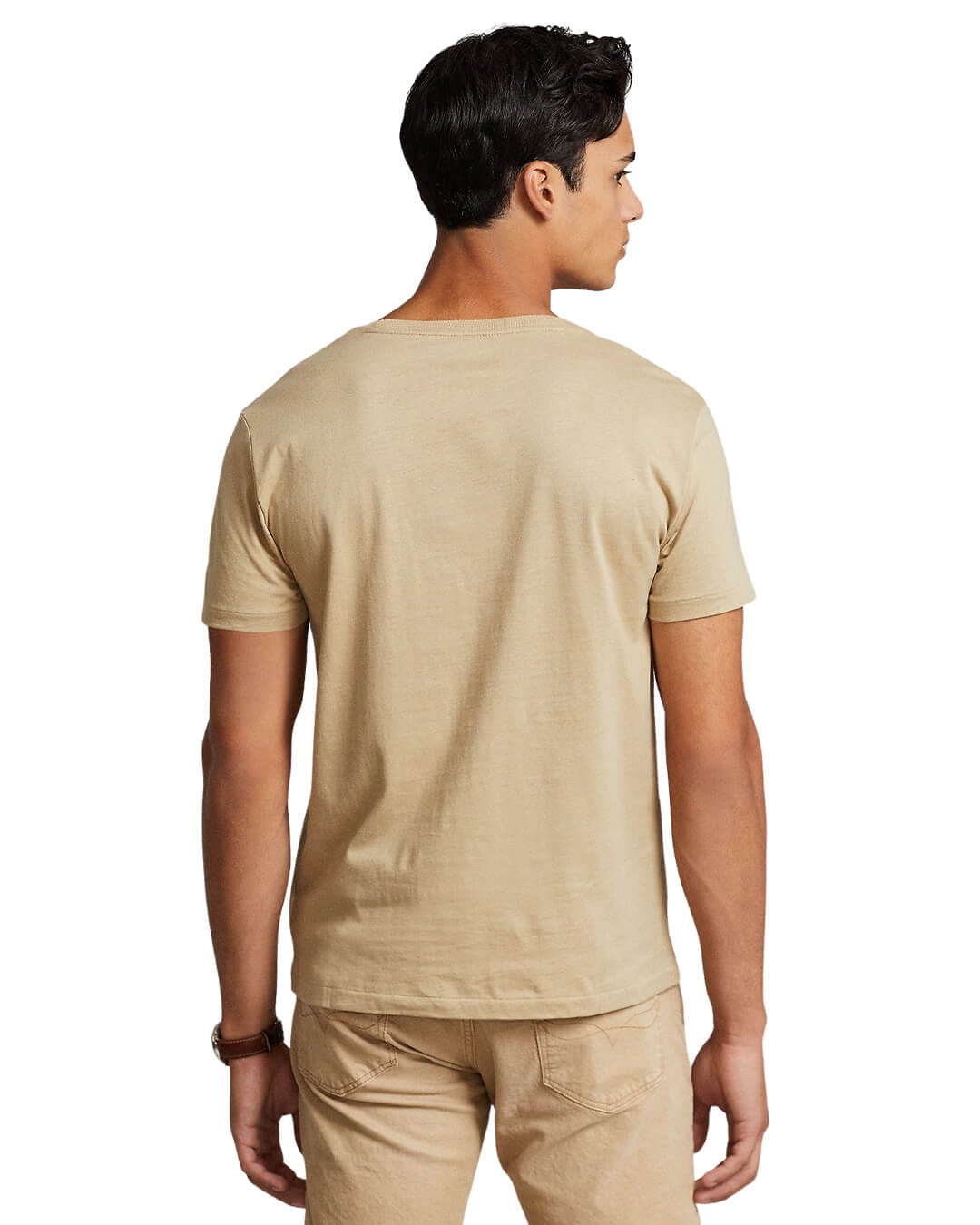 Polo Ralph Lauren T-Shirts Polo Ralph Lauren Custom Slim Fit Beige Jersey Crewneck T-Shirt